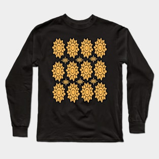 Orange Flower Pattern Long Sleeve T-Shirt